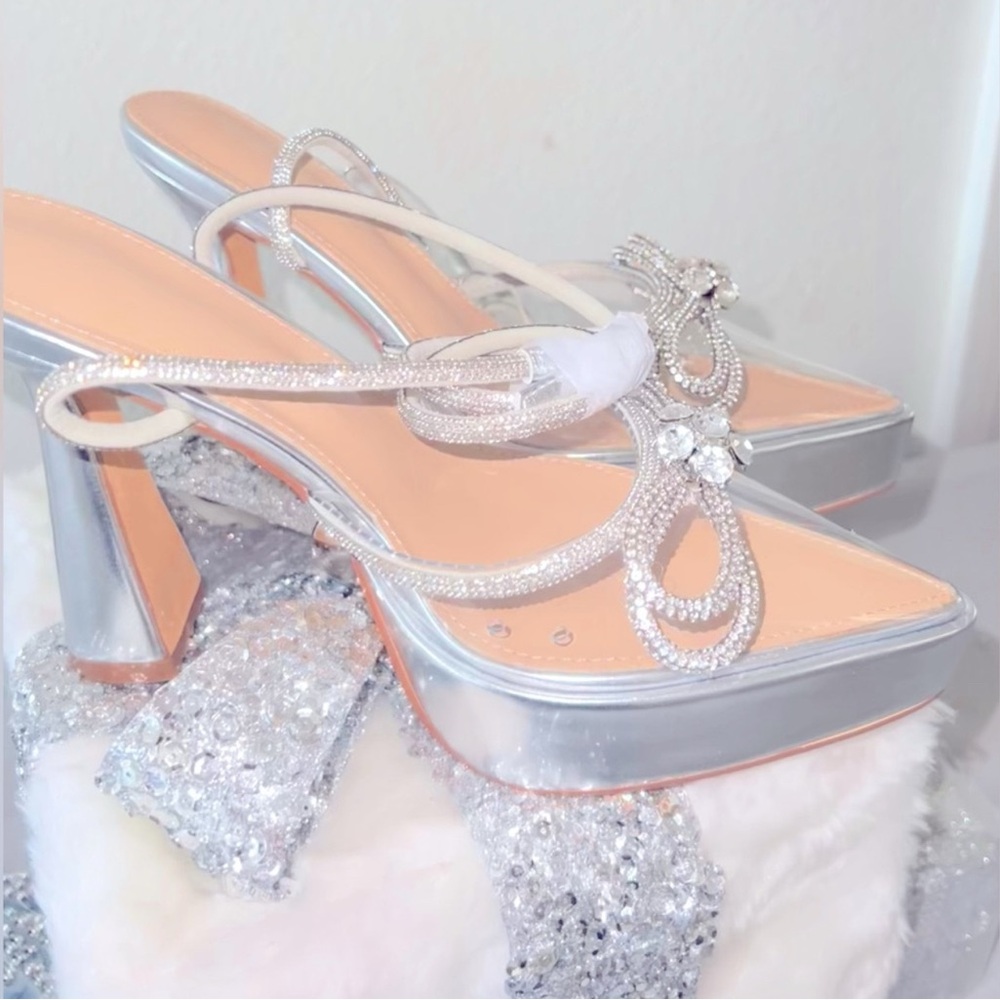‘Cinderella’ clear crystal heels